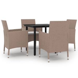 Juego de comedor de patio de ratán polivinílico de 5 piezas con cojines cómodos y elegante acabado negro - Product Image 2