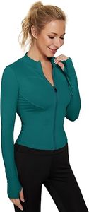 Women's Teal Half-Zip Long Sleeve Yoga Top Breathable Spandex Polyester Solid Color Skinny Fit All Seasons Sportswear Stand - Product Image 5