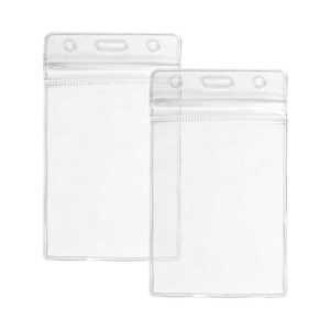 Vertical Plastic Badge <b>Holder</b> with Resealable Zip - Product Image 1