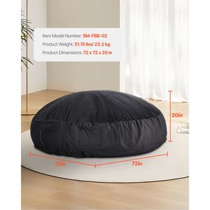 Poltrona Sacco Gigante per Adulti in Velluto Olandese con Imbottitura in Schiuma ad Alta Densità EPS, Monoposto con Rivestimento Rimovibile e Lavabile - Product Image 2