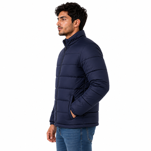 Blousons matelassés pour hommes à fermeture éclair intégrale, manteaux d'hiver matelassés à col montant, manches longues, vêtements d'extérieur décontractés isolés, fournisseur en gros - Product Image 2
