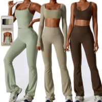 Conjunto de Yoga para Mujer, Tallas Grandes, Sólido, Transpirable, Ligero, Sin Costuras, Bra, Pantalones, Leggings, 4 Piezas, Cintura Elástica Alta, Personalizado
