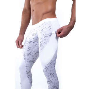 Leggings pour hommes en Spandex, très élastiques, pour le sport, la course et l'entraînement, avec motif léopard personnalisé et taille haute, vente en gros - Product Image 3