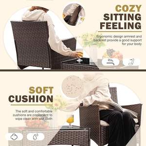 Ensemble de canapés d'extérieur en rotin Homall, 4 pièces, mobilier de conversation en osier avec coussins pour jardin, cour et balcon - Product Image 3