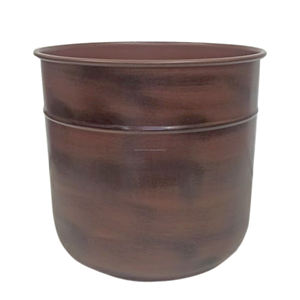 Pots de fleurs modernes à rayures, grande jardinière décorative ronde en métal, parfait pour les espaces intérieurs et extérieurs, prix de gros - Product Image 1