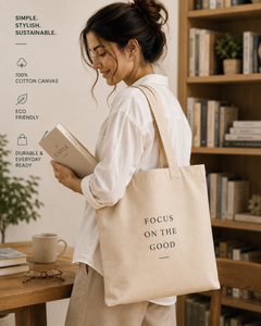 Bolsa de Mano de Lona de Algodón Natural, Estilo Minimalista, para Uso Diario y Compras - Product Image 1