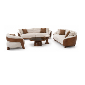 Juego de Sofás de Madera Sólida para Sala de Estar con Sillones Curvos, Mesa de Centro, Muebles Modernos para Hogar, Hotel o Apartamento - Product Image 1