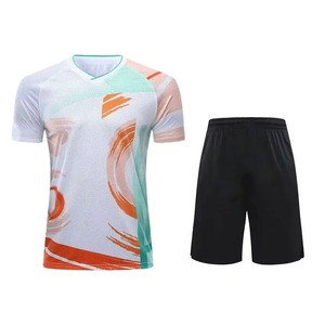 Conjunto de Uniforme de Tenis Personalizado para Hombre, Transpirable, de Secado Rápido, Jersey de Bádminton, Manga Corta, Cuello en V, Ropa Deportiva Sublimada - Product Image 1