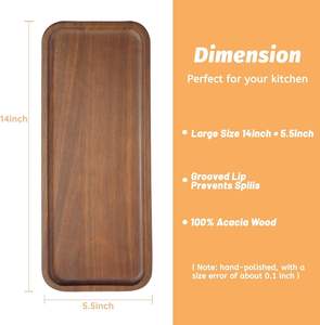 Grande planche de service rectangulaire en bois d'acacia, artisanale, 14 x 5,5, plateau à charcuterie moderne, décoration de cuisine et de maison, plateau de fête, individuel - Product Image 1
