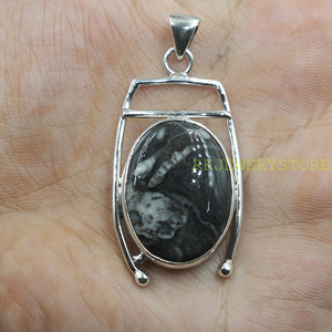 Colgante de piedra preciosa de jaspe piel de cebra natural, plata de ley 925, joyería hecha a mano, regalo para mujeres, unisex, regalo de Navidad - Product Image 4