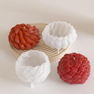 Sant'anna Flower Woven Woolen Yarn Ball Aromatherapy <b>Candle</b> Gypsum Resin <b>Candle</b> Silicone <b>Mold</b> - Product Image 4
