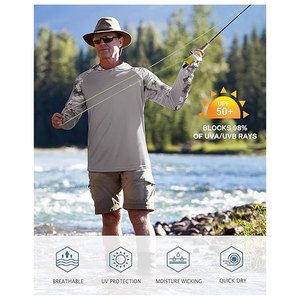 Футболка-худи для рыбалки с отверстиями для больших пальцев, защита от солнца UPF 50, камуфляж, длинный рукав, быстросохнущая, легкая, дышащая, для активного отдыха - Product Image 3