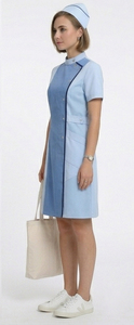 Robe de travail à manches courtes pour femmes, robe de travail pour infirmières, médecins |   Robe de travail monopièce à col chemise - Product Image 5