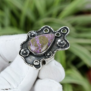 Handmade Pear Purpurite <b>Ring</b> 925 Sterling <b>Silver</b> Size 7 Unique Elegant Fashion Gemstone Jewelry - Product Image 4