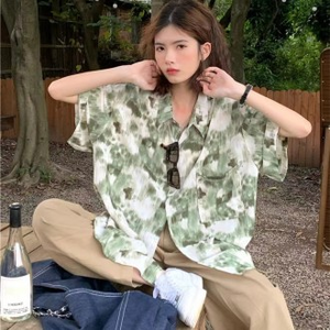 Camicetta estiva Vintage da donna ampia in forma snellente Sumi-E con manica corta di protezione UV nuovo Design per camicia Cardigan sottile - Product Image 1
