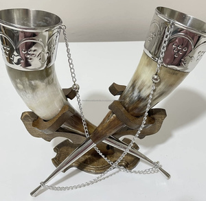 Corne à boire sculptée de style viking au design antique authentique faite à la main bière hydromel personnalisée polie meilleur prix artisanat naturel - Product Image 4