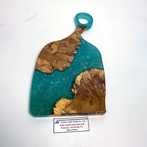 Custom Epoxy Resin Coasters Wooden Coaster <b>Set</b> Elegant Blue Resin Coasters for Drinks Luxury Trending 2026 Products - Product Image 5