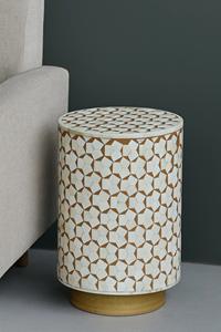 Table à tiroirs en os incrusté de la marque ILAHI, design moderne, détails en agate, rangement à trois niveaux, meuble portable pour la maison - Product Image 6