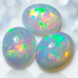 Opale de feu d'Éthiopie Welo naturelle de qualité supérieure, cabochon ovale 9x11mm, dos plat, pierre précieuse en vrac pour la joaillerie - Product Image 5