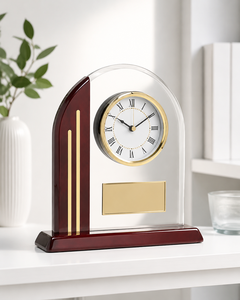 Modern Design Exquisite Acrylic Bronze Crystal Trophy Polished Small Clock Custom Engraving Durable Recyclable - Product Image 3