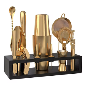 Juego de herramientas de barman de metal con acabado negro y soporte de hierro para fiestas, juego completo de herramientas para barra de cócteles - Product Image 6
