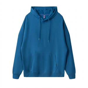 Sweat à capuche graphique surdimensionné en coton épais pour homme avec logo personnalisé, effet délavé, en molleton bouclette patchwork color block - Product Image 2