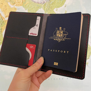 Genuine Leather Passport Holder Travel Wallet RFID Blocking Document Organizer Hanging Luggage Tag Multiple <b>Card</b> Custom for sale - Product Image 1