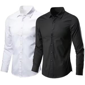 Chemises d'été décontractées 100 % coton pour hommes, à manches courtes, sans plis, coupe classique, fermeture simple boutonnage - Product Image 4