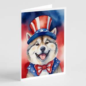 Akita Patriotic American Whimsical A7 Tamaño 5x7 Tarjetas de notas en blanco Paquete de 8 con sobres Tarjetas de felicitación - Product Image 1