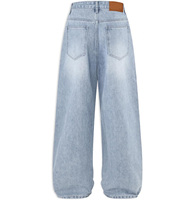 Jean taille haute à jambe large pour homme, coupe droite, décontracté, extensible, délavé, style Y2K, baggy, boyfriend, en denim brodé avec boutons