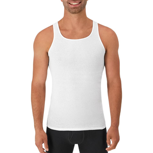 <b>Men's</b> Cotton <b>Tank</b> <b>Tops</b> 6-Pack <b>White</b> Sleeveless Ribbed Undershirts O-Neck Casual Basic Wear - Product Image 2