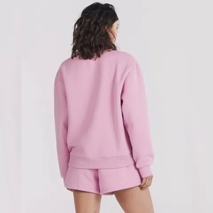 High Quality Winter 2-Piece Long Sleeve Short Set Solid Pullover Hooded Sweatshirt Women's Casual Shorts 100% Cotton - Product Image 2