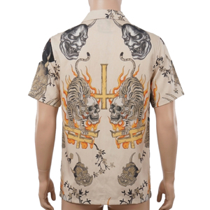 เสื้อเชิ้ตพิมพ์ลายหัวกะโหลกเสือชายหาดฮาวาย สไตล์ไฮสตรีท ระบายอากาศได้ดี แห้งเร็ว ผ้าโพลีเอสเตอร์ 100% สำหรับฤดูร้อน - Product Image 3