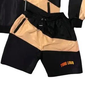 Ensemble court coupe-vent en nylon personnalisé avec logo pour homme 2025 – Survêtement grande taille coupe-vent avec vestes zippées et shorts – Ensembles décontractés deux pièces - Product Image 3