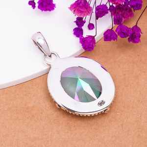 Pendentif en topaze mystique arc-en-ciel, collier en argent sterling 925, bijoux faits à la main de luxe, cadeau - Product Image 3