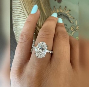 Anillo de Diamante Cultivado en Laboratorio de Corte Ovalado de 3 Quilates para Mujer, Joyería de Oro de Lujo para Boda, Compromiso, Aniversario, Regalo en Oro de 9K, 14K, 18K - Product Image 3