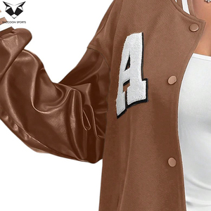 Blousons universitaires de baseball à manches longues, coupe ample, imprimés numériquement, couleur marron, nouvelle collection 2026, prix de gros - Product Image 5