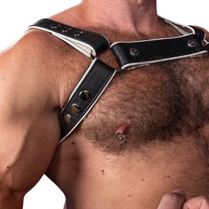 Arnés de Pecho de Cuero para Hombre, Color Blanco, Ajustable, Arnés Corporal de Cuero Premium para Club - Product Image 2