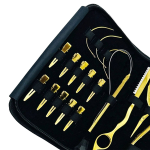 Professional Hair Salon <b>Kit</b> Hand Tied Hair Extension Tools Set with Micro Rings <b>Beads</b> Opener Closer Pliers Loop Sustainable - Product Image 5