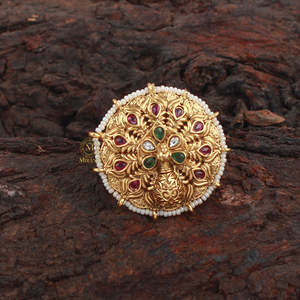 Morni Antique Designer Resizable 18K Fashion Gemstone Ring - Product Image 1