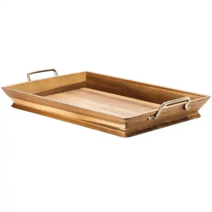 Bandeja de madera con asa metálica al mejor precio, bandeja decorativa de madera para servir café, sándwiches y aperitivos, bandeja de madera india hecha a mano. - Product Image 5