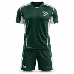 Ensemble de maillots de football personnalisés en gros pour hommes, respirant, vert, pour futsal, manches courtes, tenue de sport d'équipe - Product Image 2