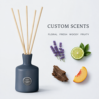 Diffuseur de parfum personnalisé bleu mat lavande 100 ml, marque privée, parfum d'ambiance, bâtonnets en rotin, OEM, écologique, non toxique