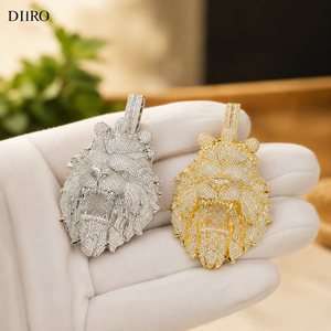 Colgante Cabeza de León Chapado en Oro de 18K con Moissanita, Estilo Hip Hop Iced Out, Joyería de Lujo Unisex - Product Image 1