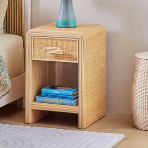 Gabinete moderno de ratán, práctico armario de almacenamiento para la organización del dormitorio infantil y el estilo del hogar. - Product Image 1