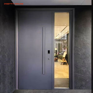 أبواب أمامية مزدوجة قياسية من الألومنيوم للمنازل، أبواب أمامية سوداء آمنة - Product Image 6