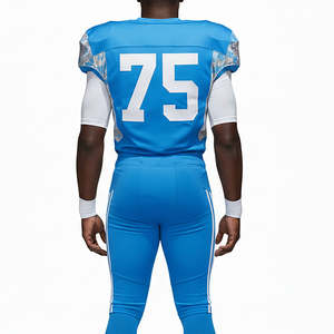 Nuevo Estilo de Uniformes de Fútbol Americano para Hombre, Color Azul Sólido, Cuello en V, Mangas Cortas, Conjunto de Uniforme de Fútbol Americano para Uso en Equipos - Product Image 3