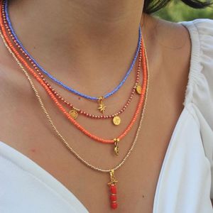 สร้อยคอลูกปัดหลายสีพร้อมจี้รูปดาวสีทองสำหรับผู้หญิงเครื่องประดับคอปกแบบลำลองสำหรับใส่ในฤดูร้อน - Product Image 1