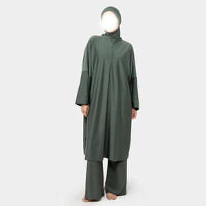Premium Women Abaya OEM Supplier Dubai Inspired Modest Plaid Satin Floor-Length A-Line Dress Soft Breathable Eco-Friendly Custom - Product Image 1