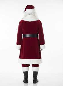 Costume de Père Noël en velours rouge avec bordure en fourrure blanche, barbe et chapeau pour homme adulte, accessoires de fête de Noël - Product Image 2